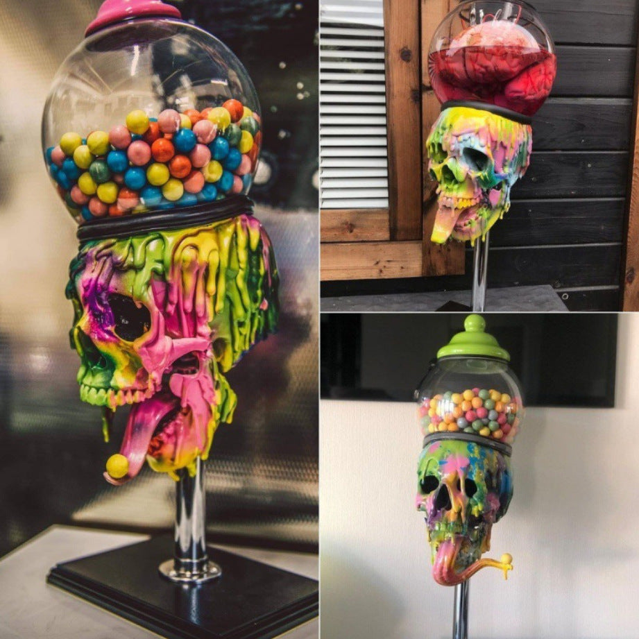 Halloween Skull Bubble Gum Machine Resin Ornament