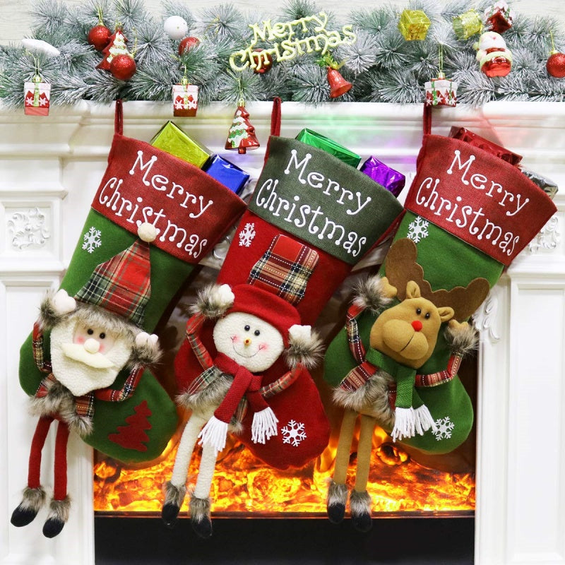 Christmas 3D Plush Big Stocking Set